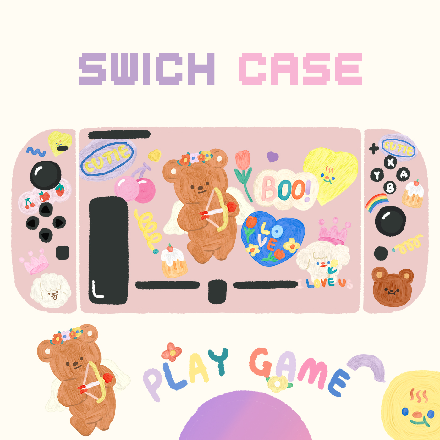 Eros Bear suitable for nintendo switch protective cover cute girl pink handle fairy soft shell