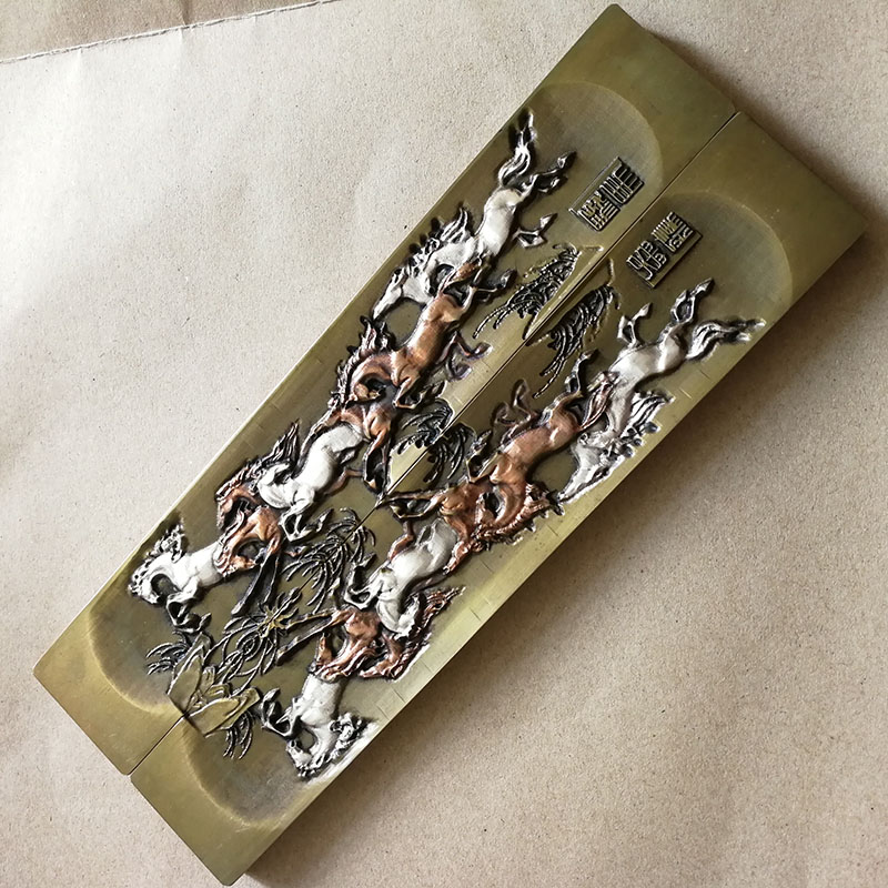 Wenfang Four Treasure brass Town ruler Town paper pressure ruler pure bronze handmade Jun Ma Pentium Pentium 8 Matu Eight Juntus Atmosphere