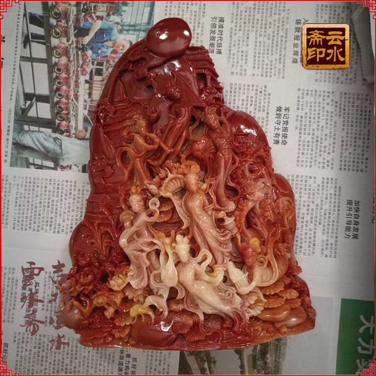 Ancient Play Miscellaneous Imitation Ancient Stone Sculptures Shoushan Stone Craft Gifts Swing Accessories House Decoration Pendulum with Seven Wonder Woman