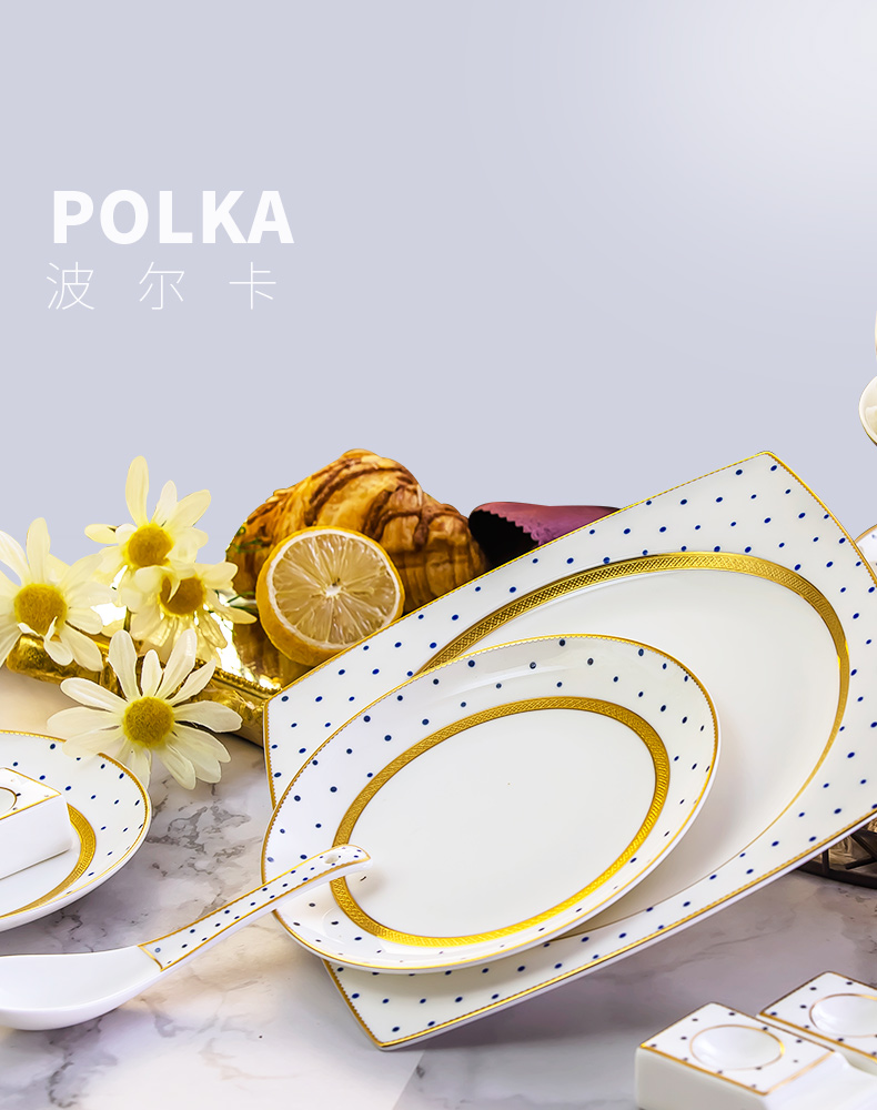 Jingdezhen ceramic tableware suit Chinese ceramic dishes light key-2 luxury up phnom penh household contracted combination ou bowl plate