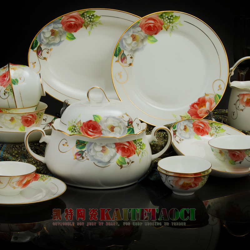 Jingdezhen ceramic tableware suit contracted Nordic ceramic bowl home eat European dishes suit combination plate