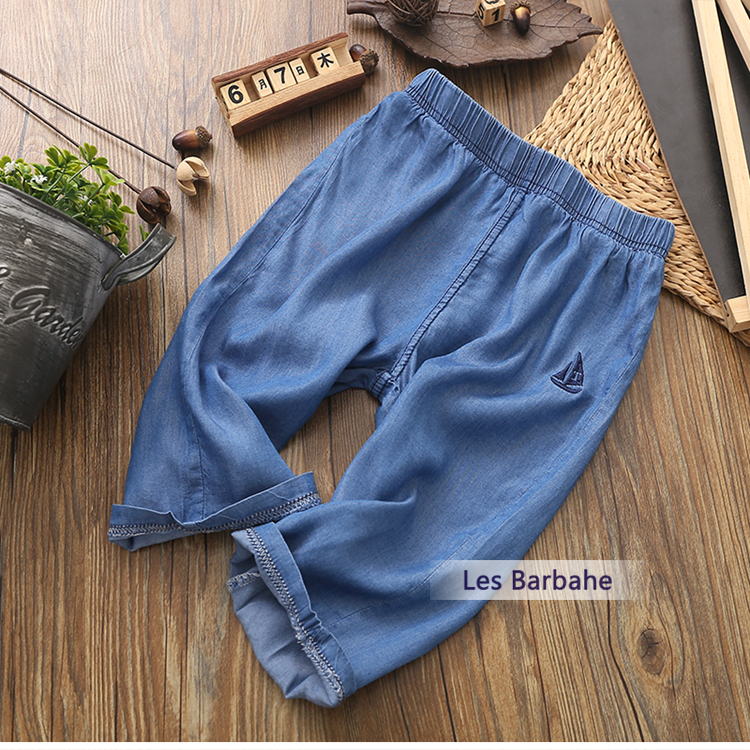 Mát mỏng nam giới và phụ nữ chống muỗi quần bé Tensi jeans 2018 mùa hè quần áo trẻ em trong các trẻ em lớn điều hòa không khí quần