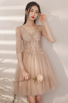 Bridesmaid little sister group banquet evening dress dress female temperament celebrity birthday usually can wear host autumn