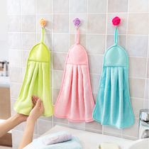 Coral velvet hand towel can be hung kitchen absorbent towel non-stained oil dishwashing cloth bowl cloth absorbent towel Rag