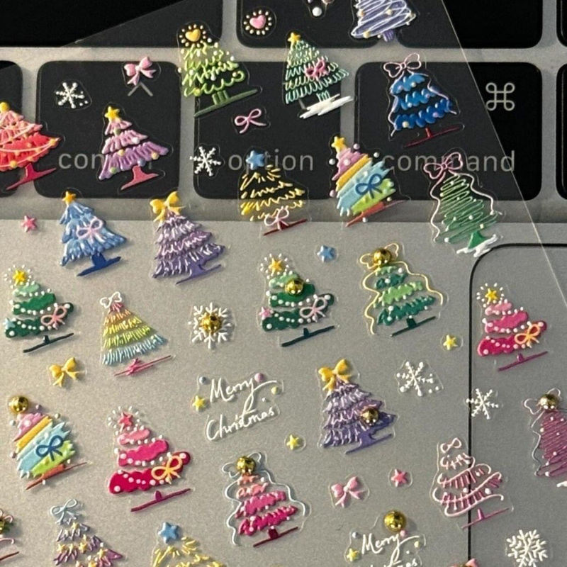 New Cute Christmas Tree Crystal Diamond Embossed Stereo Stickers ins Beautiful Phone and Tablet Decoration Camera Stickers DIY