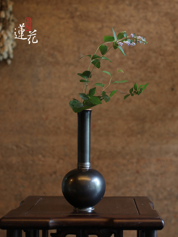 Large lotus new Chinese ceramic vase Zen flower vase Small caliber flower insert Full hand-made exquisite ornaments