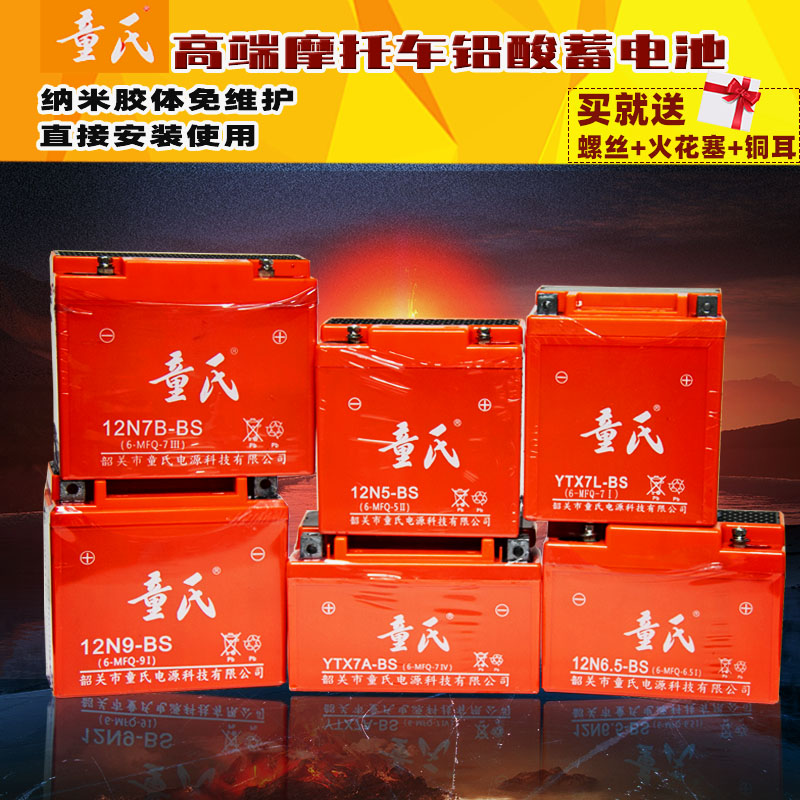 Tong's locomotive battery 12v maintenance-free dry battery 125 curved beam 12V 9a7a scooter universal