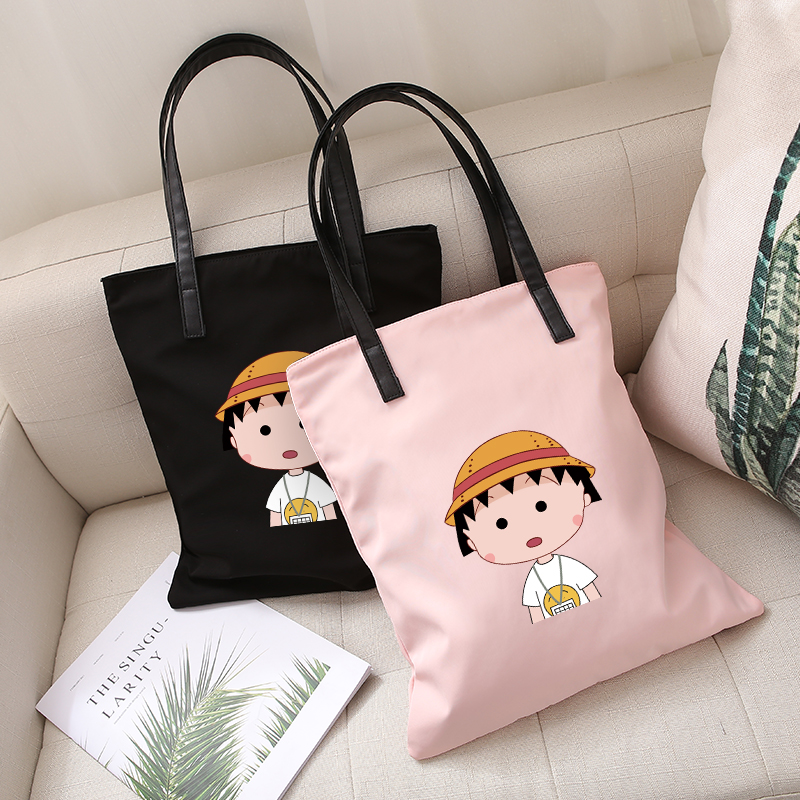 Cartoon cute cherry pellet shoulder bag simple women's canvas bag handbag zipper shopping bag Oxford cloth bag