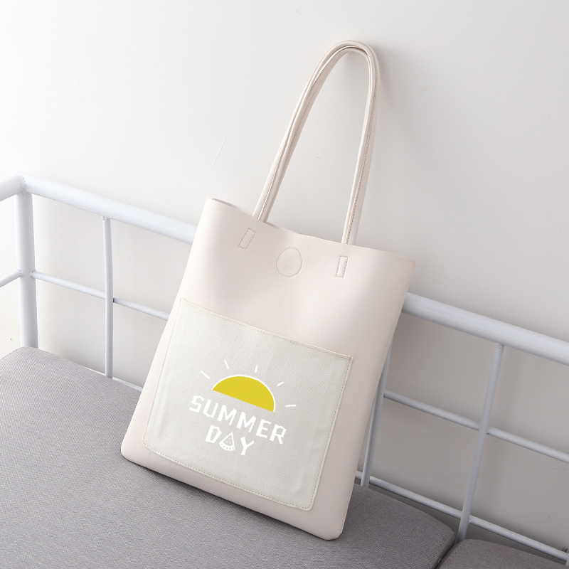 Shoulder bag women's big bag soft leather bag Korean campus students class bag sun portable fashion Joker women's tide bag