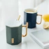 Phong cách Nhật Bản đơn giản cốc gốm ins nữ sáng tạo văn phòng cặp vợ chồng cốc cà phê cốc nước hộ gia đình với nắp muỗng - Tách Tách