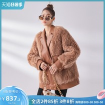 Baou 2020 winter new composite fur one-piece coat womens medium and long lamb hair sheep shearing fur coat