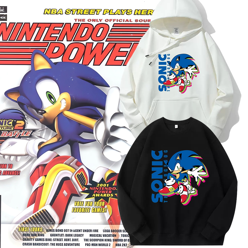 Sonic Sonic Sweatshirt Hooded Long-Sleeved Top for Men and Women, Round Neck, Thin, Fleece-Lined, Anime Game Family Wear Sonic Sonic Sweatshirt Hooded Long-Sleeved Top for Men and Women, Round Neck, Thin, Fleece-Lined, Anime Game Family Wear