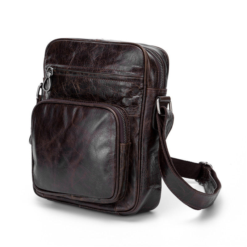 VEBOLE casual men's shoulder bag leather retro men's shoulder bag first layer cowhide foreign trade men's bag