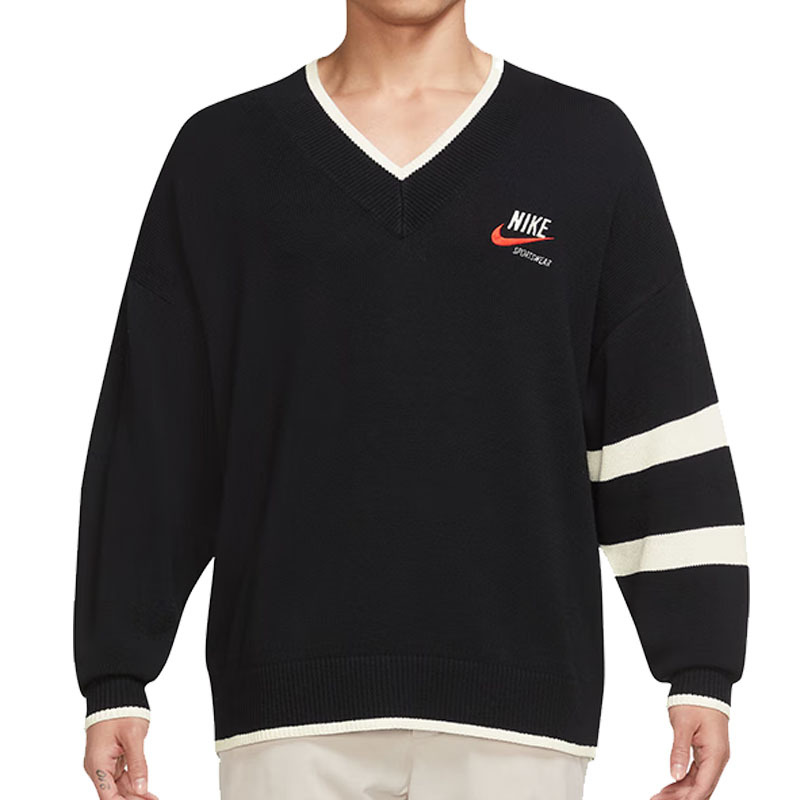 Nike Men's Knitwear Loose Top Sports Casual Knitwear Pullover V Neck Spring & Fall Free Shipping Dx0009-010