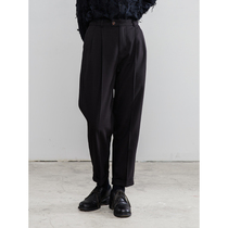 Slow tea mcha black wool high waist western clothing pants female winter neutral Inron loose and plexant tapered 90% pants