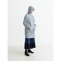Slow tea washout made of old plus suede denim cotton jacket woman autumn and winter medium long style retro jacquard bishop sleeves clot coat