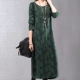 Váy cotton và vải lanh 2018 mới mùa thu đông rộng kích thước lớn đã mỏng trên đầu gối áo choàng dài gió quốc gia váy dài váy yếm dài hàn quốc
