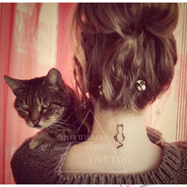 Neck rear kitty tattooed with waterproof dark teas for small cat girls tattooed with persistent neck rear ankles tattooed stickers