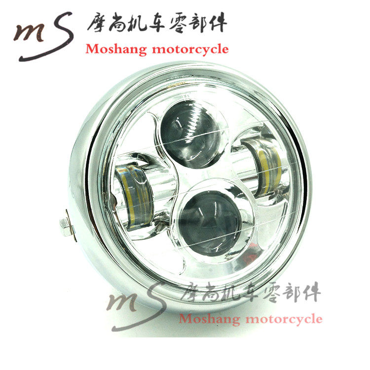 Motorcycle modified LED headlight assembly CG125 GN125 retro headlight metal shell Ranger headlight far and near