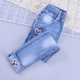 Quần jeans bé gái mùa xuân và mùa thu nước ngoài chân nhỏ lỗ 2019 quần lọt khe mới bé trai quần bé gái - Quần