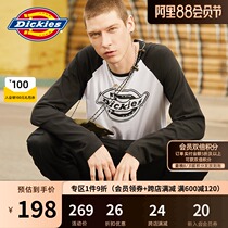 DickiesLogo printing contrast stitching raglan sleeve long-sleeved T-shirt autumn new round neck top men 9595
