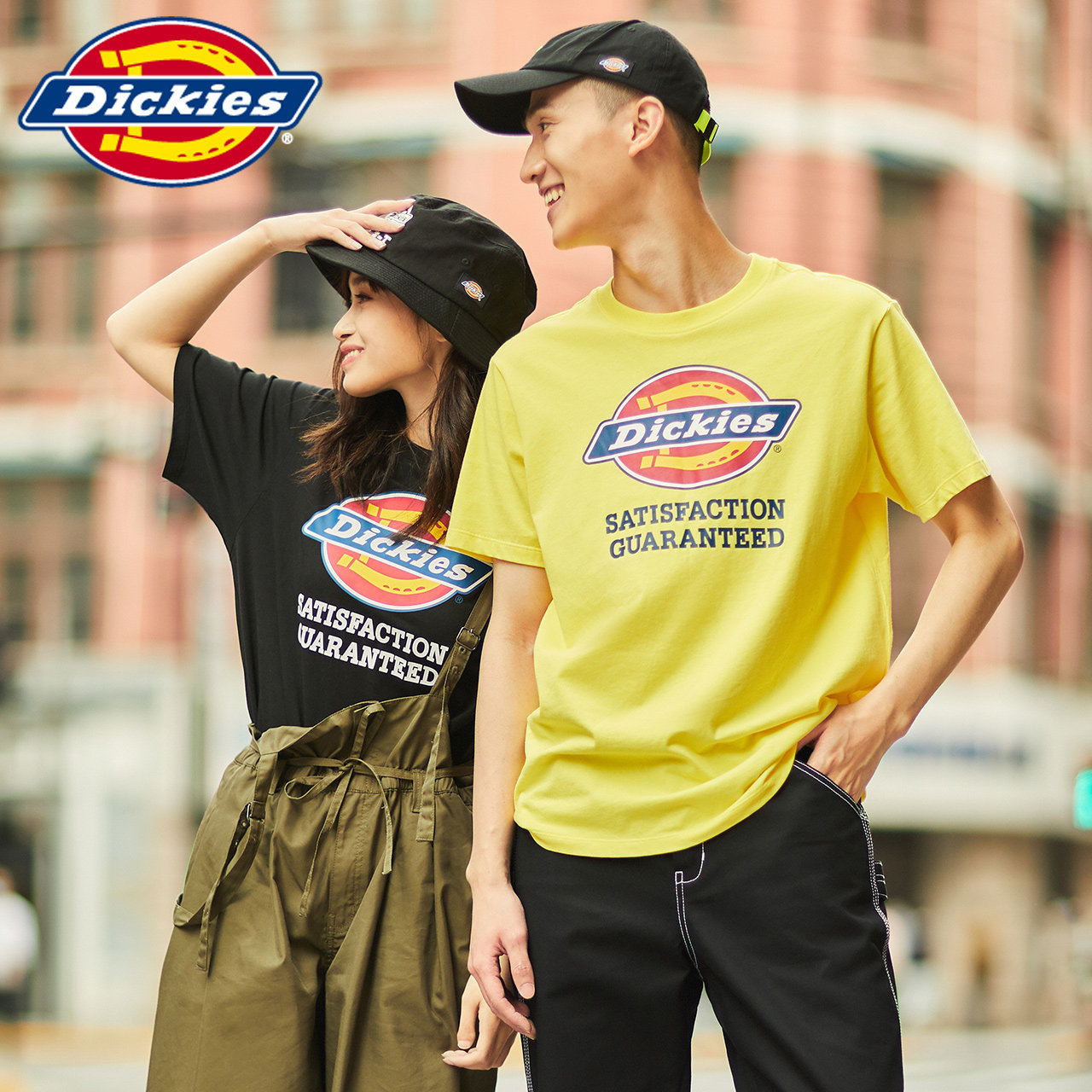 (Recommended by Via) Dickies print couples short sleeves men's t summer new design sense casual T-shirt 7088