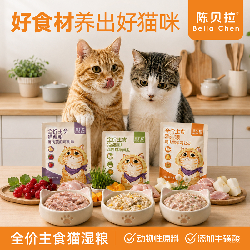 [Bella's Home] Pet Cat Main Food Pack Complete Wet Food Cat Meal Kitten Snacks Cat Treats Hydrating Nutritional Cat Food