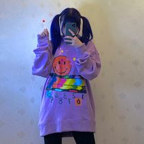 There is an ideal national tide cartoon graffiti flower hooded sweater for men and women with a wide loose version of digital hoodie tide TOF TOF