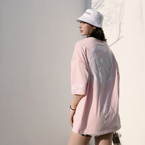 Ideal country tide Japanese hot gilded cat hip hop OVERSIZE short sleeve tide card INS couple Japanese T-shirt ACHS