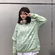 Ideal country tide full printed mouse red autumn winter men and women loose hooded ins fake two sweater MOCBIRD