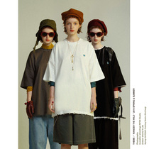 Utopia Tide brand hole solid color base short sleeve loose old vintage couple T-shirt men and women UNVESNO