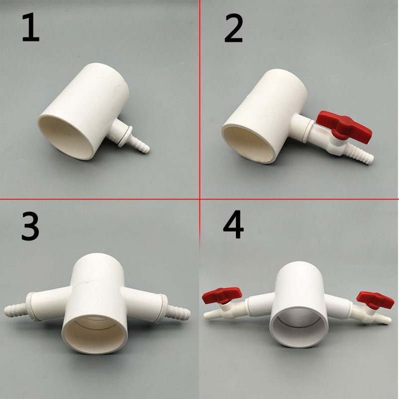 Aquatic farming variable diameter four-way PVC heterodiameter three-way pagoda joint nano aeration pipe integrated valve 10mm oxygenation