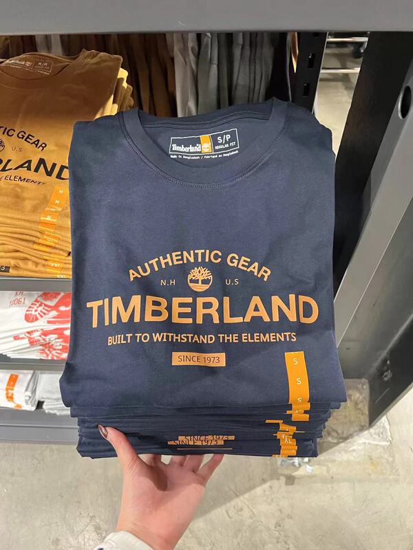 Timberland Men's Summer Casual Pure Cotton Printed Pattern Short-Sleeved T-Shirt Round Neck Shirt