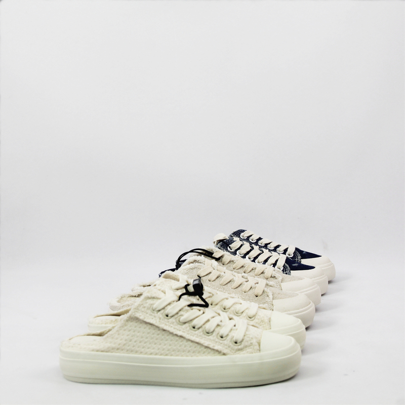 Original Export Order 2026 Summer New Women's Multi-Color Low-Top Lace-Up High-Quality Canvas Half-Slip Shoes Canvas Slippers