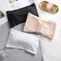 Summer strapless brashem anti-glossy Buckle bottom wrap chest beautiful back thin glossy full Cup striped bra