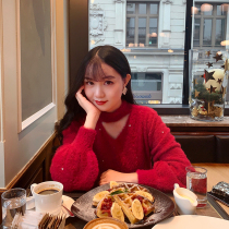 Yang Xiaolu is very fairy Christmas and New Year imitation mink fur sweater dress women hot diamond sparkling base inside dress winter