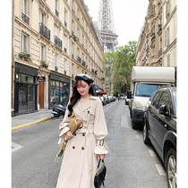 Yang small roll 2021 spring new classic retro khaki double-breasted long skirt style windbreaker coat coat women