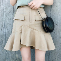 Yang small roll 2021 spring French niche ruffle irregular skirt ins Super fire A short skirt