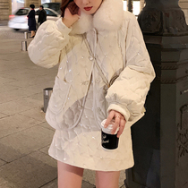 Yang Xiaolu relief down temperament celebrity wind Xiaoxiang Lingge cotton suit dress two-piece female autumn and winter