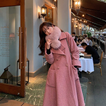 Yang Xiaolu Zurich Night French Hepburn style big skirt double-breasted woolen coat coat female winter