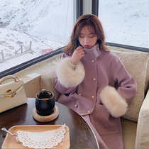 Yang Xiaolu Winter Love Song Fox fur long double-sided tweed coat female winter thickened wool wool jacket