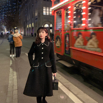 Yang Xiaolu Galaxy Coat Hepburn style French woolen coat womens waist long woolen coat autumn and winter