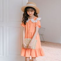 Zhongda girls pastoral style dress 2021 summer new sweet children princess dress plaid lace parent-child skirt