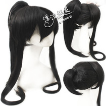 Drifting home black horsetail costume male ancient style Bai Yutang full-time master Chen Guo cos wig wig fake hair
