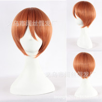 lovelive sex transfer (starry sky) orange pink short hair cosplay Cartoon Wig Fake Fur