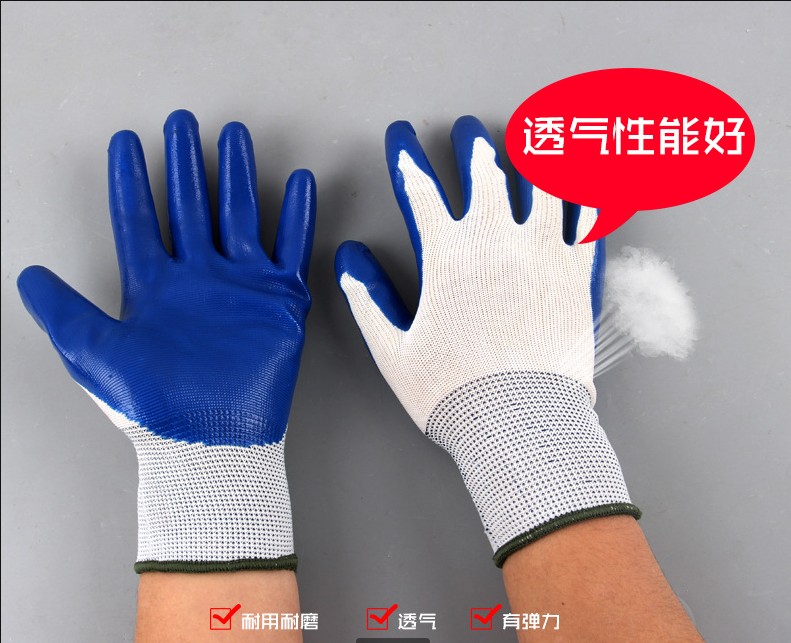 Abrasion-proof industrial gloves rubber work-labor-protection rubber nylon coated with protection of the Nitrile Hanging Labor