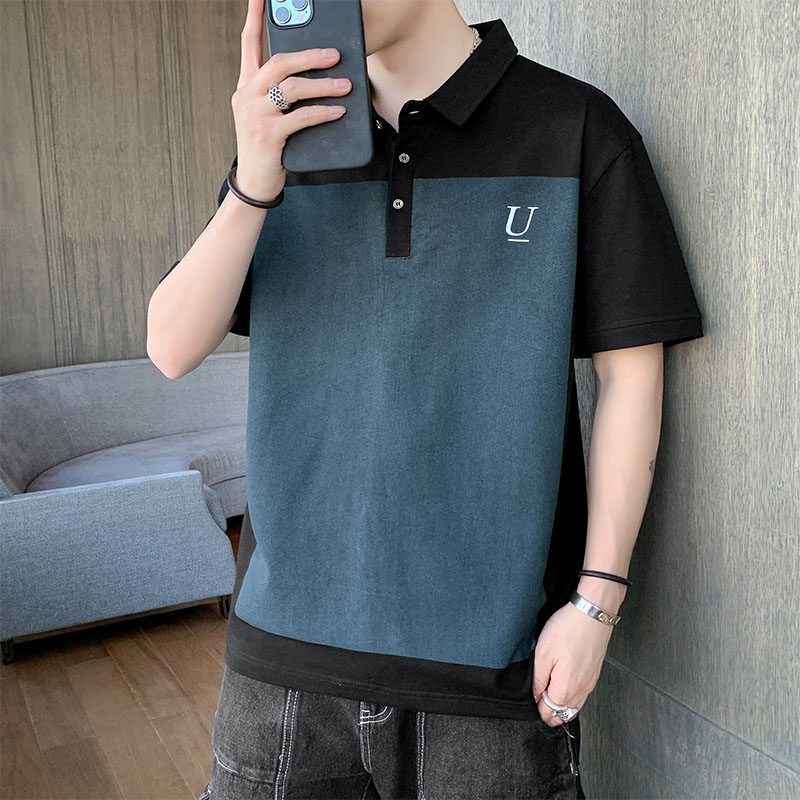 Men's short sleeves T-shirt Summer days Tide Cards Half Sleeves T-shirts Polo Shirts Turning the port Wind pure cotton trendy clothes