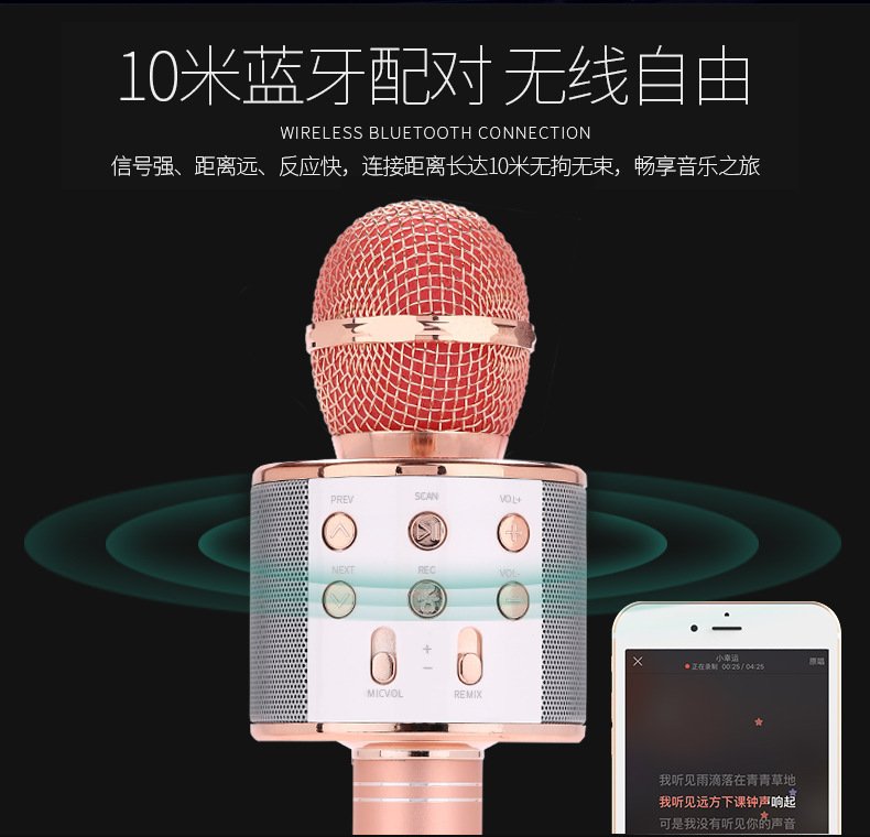 mic pro Điện thoại di động karaoke micrô micrô âm thanh k bài hát kho báu tụ điện không dây micro relacart