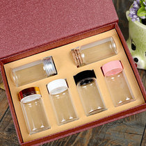 37 gift box High Borosilicate Glass Bottle Flip gift box set wishing bottle flower tea wooden plug aluminum cap glass bottle combination