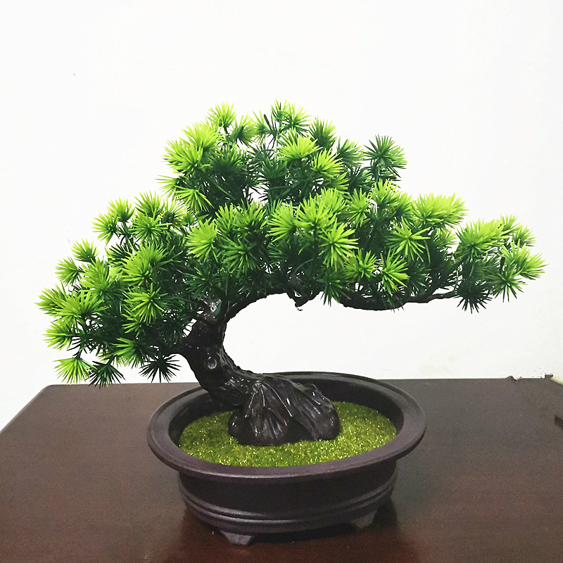 Simulation Plant Potted Plant Indoor Decoration Fake Flowers Pine Trees Home Living Room Green Planting Plastic Small Pendulum for Greeting Pine Bonsai